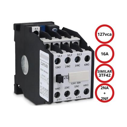 Imagem de CONTATOR TRIPOLAR JX1B 16A 127VCA AUXILIARES 2NA+2NF (Carga máxima 9A)