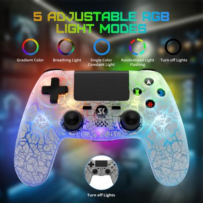 Imagem de Controlador CHENGDAO para PS4 sem fio com luz RGB branca