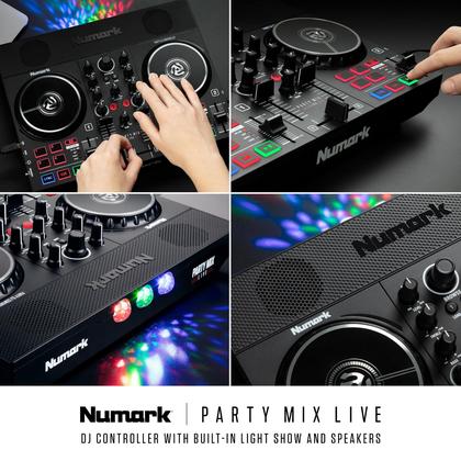 Controlador de DJ Numark Party Mix Live com alto-falantes