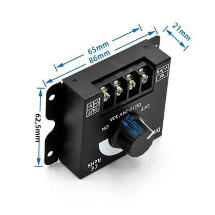Imagem de Controlador De Interruptor Dimmer 30A Com Ajuste De Brilho Para Fita LED SMD COB 3528 5050 DC12-24V