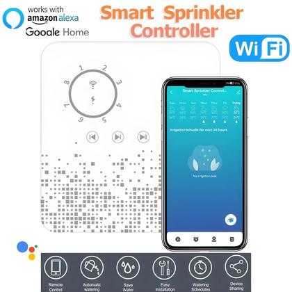 Imagem de Controlador De Irrigação Inteligente WiFi Com 8 Zonas, Timer Compatível Com Tuya, Alexa E Google