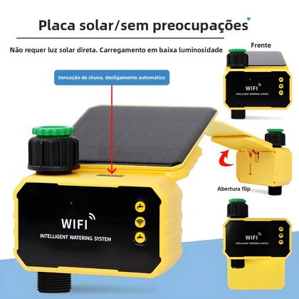 Imagem de Controlador De Irrigação Solar WIFI Inteligente Válvula Automática De Jardim Com Sensor De Chuva