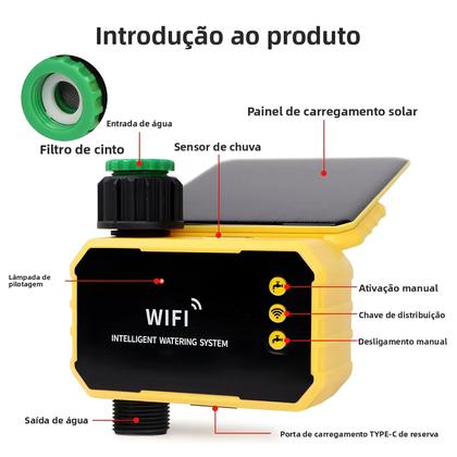 Imagem de Controlador De Irrigação Solar WIFI Inteligente Válvula Automática De Jardim Com Sensor De Chuva