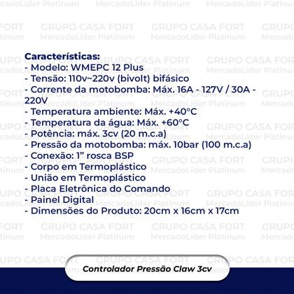 Imagem de Controlador De Pressão Automátic Wmepc12 Claw Digital Bivolt