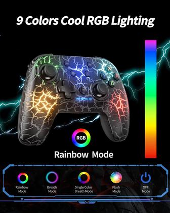 Imagem de Controlador de Switch Sem Fio (2 Unidades) - 1000mAh com LED de 9 Cores