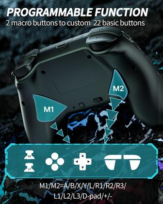 Imagem de Controlador de Switch Sem Fio (2 Unidades) - 1000mAh com LED de 9 Cores