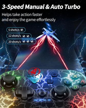 Imagem de Controlador de Switch Sem Fio (2 Unidades) - 1000mAh com LED de 9 Cores