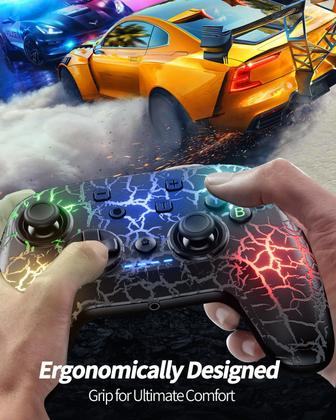 Imagem de Controlador de Switch Sem Fio (2 Unidades) - 1000mAh com LED de 9 Cores