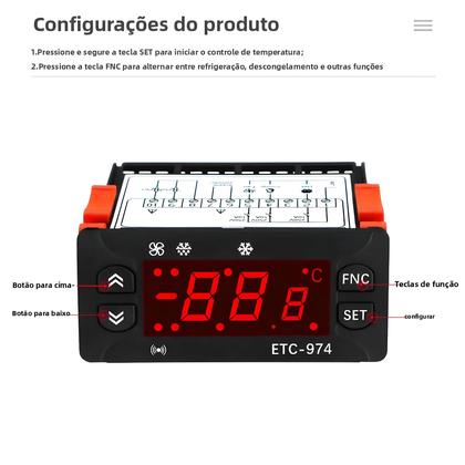 Imagem de Controlador De Temperatura 220V Com Sensor NTC Duplo Para Descongelamento E Aquecimento De