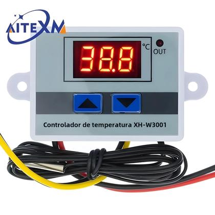 Imagem de Controlador de Temperatura Digital LED 10A (12V/24V/110V/220V AC) - Termostato com Sensor NTC