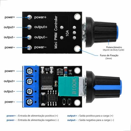 Imagem de Controlador De Velocidade Para Motor Dc Pwm 5v 12v 10a