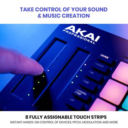 Controlador MIDI Akai Professional APC64 com 8 tiras de