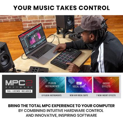 Imagem de Controlador MIDI Akai Professional MPC Studio Beat Maker com 16 pads RGB sensíveis à velocidade, software MPC 2 completo, faixa de toque configurável e tela LCD