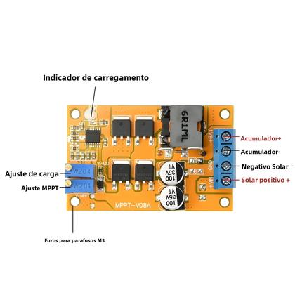 Imagem de Controlador Regulador De Painel Solar MPPT 8-28V 5A 100W Módulo De Proteção De Carga Com Interruptor