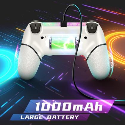 Imagem de Controlador sem fio AceGamer para PS4 branco com luz RGB