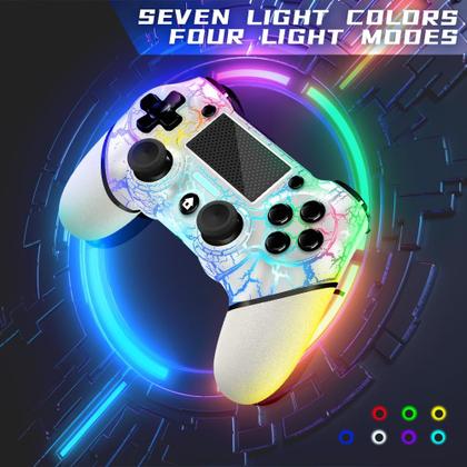 Imagem de Controlador sem fio AceGamer para PS4 branco com luz RGB