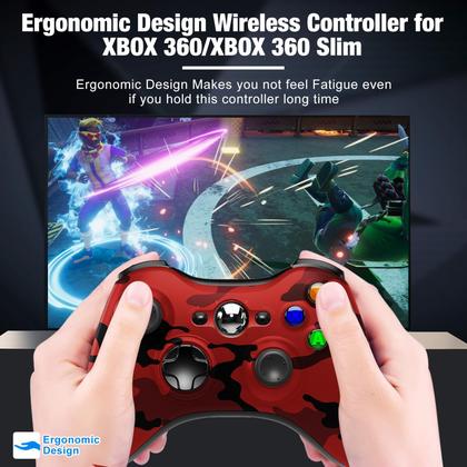 Imagem de Controlador sem fio BUERTT para Xbox 360 Gamepad Camo Red