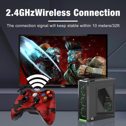 Imagem de Controlador sem fio BUERTT para Xbox 360 Gamepad Camo Red