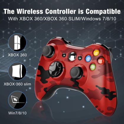 Imagem de Controlador sem fio BUERTT para Xbox 360 Gamepad Camo Red