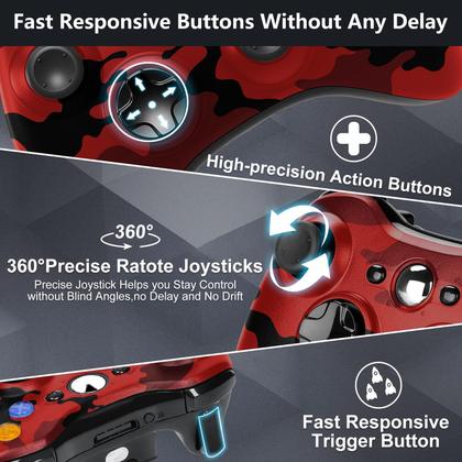 Imagem de Controlador sem fio BUERTT para Xbox 360 Gamepad Camo Red