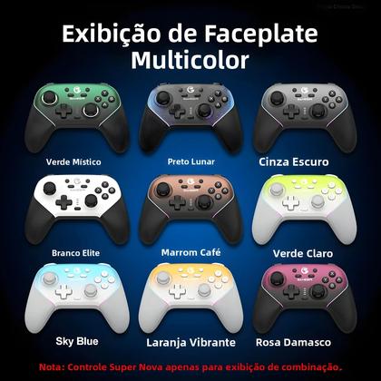 Imagem de Controlador Sem Fio Multicolorido GameSir Super Nova Com Placa Frontal Magnética Personalizada Para