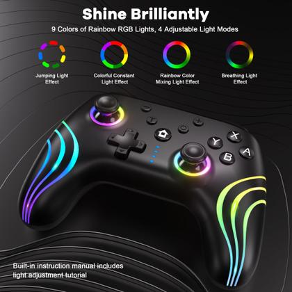 Imagem de Controlador Sem Fio SINPIPOW Wireless Pro com RGB - para Switch/Lite/OLED/PC