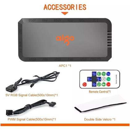 Imagem de Controladora Argb Aigo Apc1 Hub 3 Pin 5v Pwm 12v Placa Mae