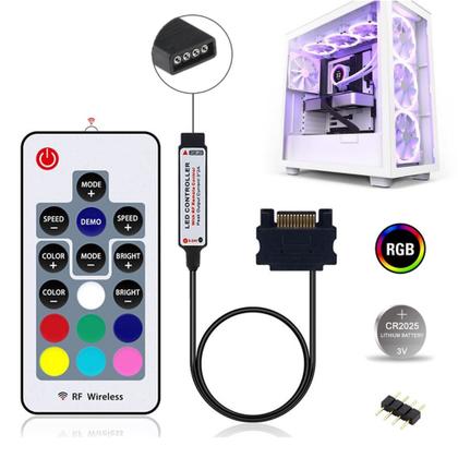 Imagem de Controladora RGB Cooler Fan 4 Pinos 12V Alimentação Sata Adaptador Controlador de Led para Placa Mãe