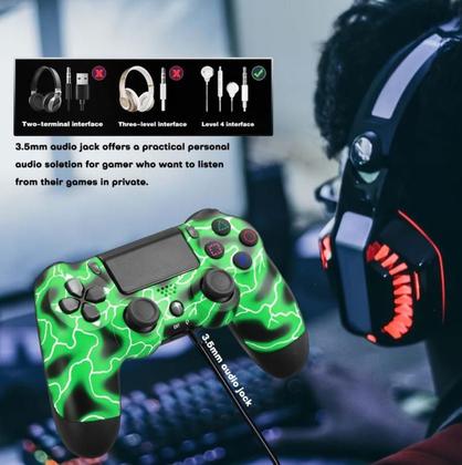 Imagem de Controle Compatível Joystick Video Game Ps4 Sem Fio Bluetooth Pc Computador Notebook Smart TV Personalizado Presente de Natal