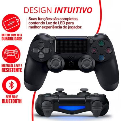 Imagem de Controle Compativel Ps 4 Pc Sem fio Gamer Joystick Manete Wireless Cor Preto