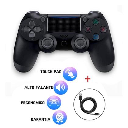Imagem de Controle Compativel Ps 4 Pc Sem fio Gamer Joystick Manete Wireless Cor Preto