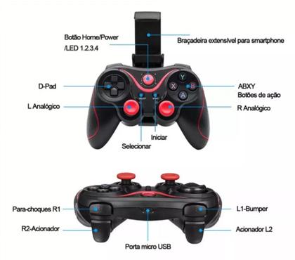 Imagem de Controle GamePad Joystick Compatível Pc Celular Android ios Tabled Sem Fio Bluetooth Wireles