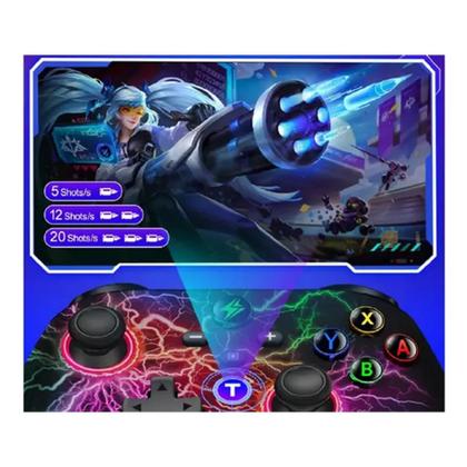 Imagem de Controle Gamepad Sem Fio Bluetooth Gamer Pc Luz Rgb