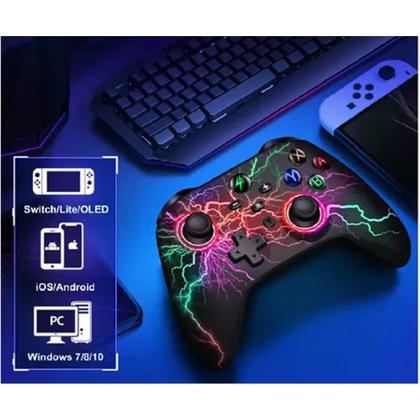 Imagem de Controle Gamepad Sem Fio Bluetooth Gamer Pc Luz Rgb