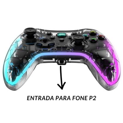 Imagem de Controle Gamer Bluetooth Com Led e Pedais Traseiros Para SmartTV, PC, Notebook, Ps4