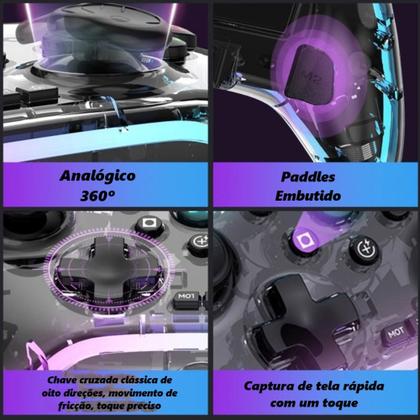 Imagem de Controle Gamer Bluetooth Led e Pedais Traseiros Compativel SmartTV, PC, Notebook, Ps4 e Xbox