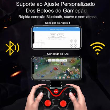 Imagem de Controle Gamer Sem Fio com Suporte Celular Joystick Manete Bluetooth 2.4G SN-X3