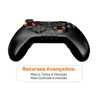 Imagem de Controle Husky Hunter, Com Fio, Compativel com PC/Android/iOS, 24 Botões Programáveis, RGB, Preto - HJK001PT