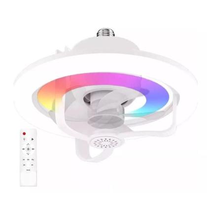 Imagem de Controle Inteligente do Ambiente: Lâmpada Ventilador de Teto 50W RGB com Controle Remoto