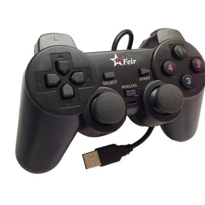Imagem de Controle Joystick Analógico Dual Shock Com Fio Usb para Pc Notebook FEIR FR-202