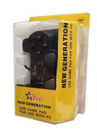 Imagem de Controle Joystick Analógico Dual Shock Com Fio Usb para Pc Notebook FEIR FR-202