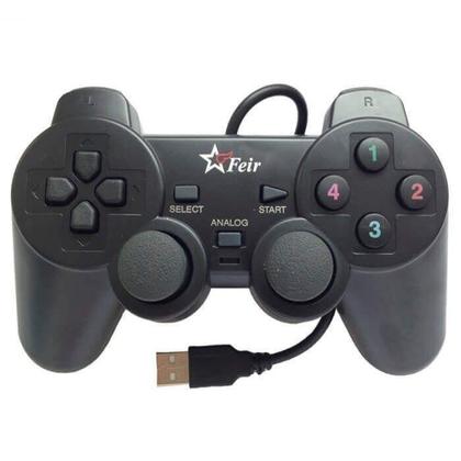 Imagem de Controle Joystick Analógico Dual Shock Com Fio Usb para Pc Notebook FEIR FR-202