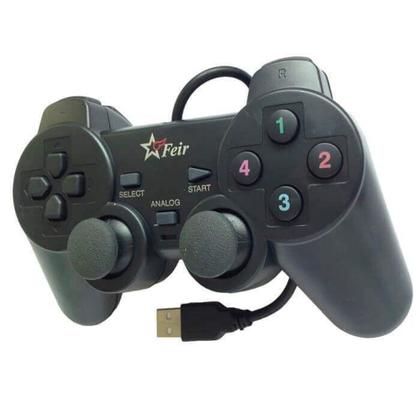 Imagem de Controle Joystick Analógico Dual Shock Com Fio Usb para Pc Notebook FEIR FR-202