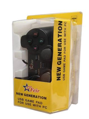 Imagem de Controle Joystick Analógico Dual Shock Com Fio Usb para Pc Notebook FEIR FR-202
