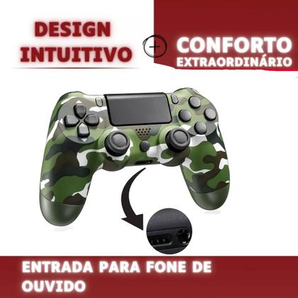 Imagem de Controle Joystick Sem Fio Compatível P 4 Camuflado Wireless Camuflado Personalizado