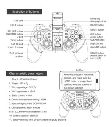 Imagem de Controle Joystick Sem Fio Ipega Pg-9076 Console Celular Game