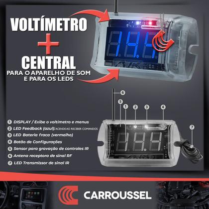 Imagem de Controle Longa Distancia AJK Para Radio Som Automotivo Paredão Trio com Voltimetro e 2 Strobos LED