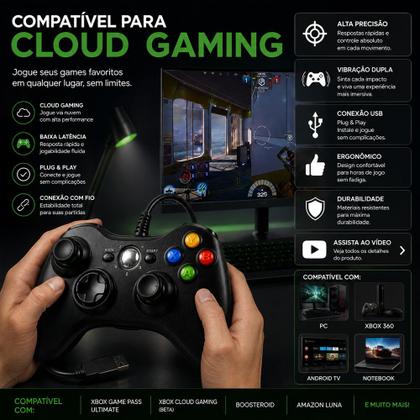 Imagem de Controle Manete Joystick compativel com Pc Xbox 360 Tv Com Fio Usb