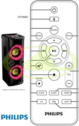 Imagem de Controle philips para nitro system com cd mp3 usb ntrx400 ntrx400x/78 mini hi-fi system com dvd ntrx300 ntrx300x/78
