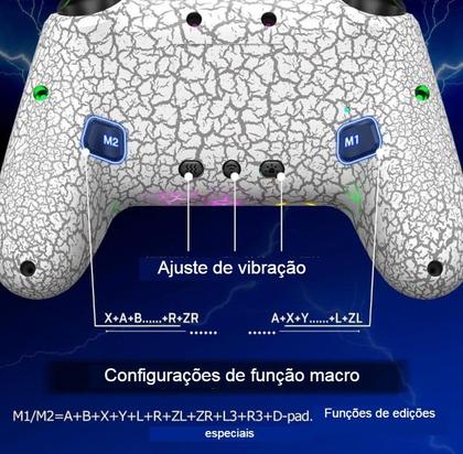 Imagem de Controle Pro Para Switch Lite Oled PC Ios Android Led Turbo Color Rachadura Sem Fio